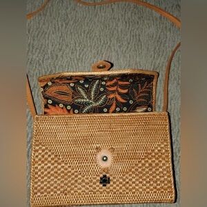 rectangle rattan crossbody purse bag